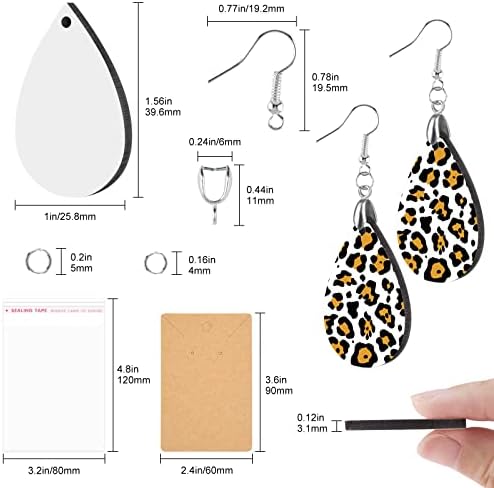 FEPITO 30pcs Sublimation Blank Earrings Kit with Hooks, Rings, Buckles, Cards & Bags for DIY Jewelry Making