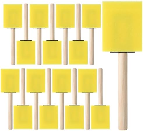 Bates- Foam Paint Brushes, 2", 16 Pack, Yellow Sponge Brushes for Painting, Staining