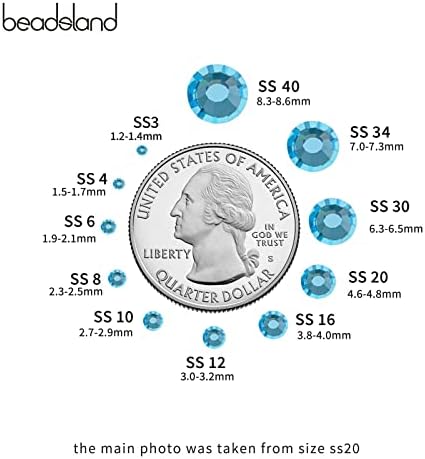 Beadsland Hotfix Rhinestones Bulk, Aquamarine, SS30, 2880pcs