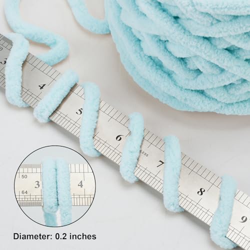Blue Chunky Chenille Yarn, #6 Super Bulky, 10.5 oz/216 Yards