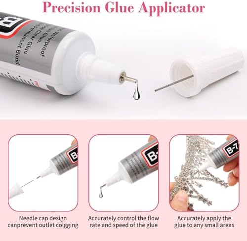 cridoz B7000 Jewelry Glue for Rhinestones,10Pack Flexible Super Glue Gel with Precision Tip Multi Function Clear Gem Glue Fabric Adhesive for Cloth Metal Stone Bead Jewelry Making Wood Glass