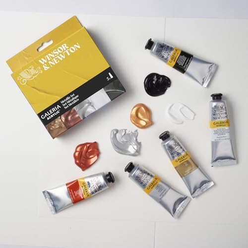 Winsor & Newton Galeria Acrylic Paint Set, 5 x 60ml (2-oz) Tubes, Metallic