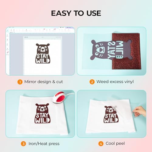 HTVRONT Glitter HTV, 12" x 10ft Maroon Glitter HTV Heat Transfer Vinyl