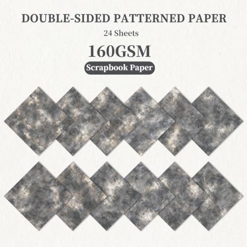 24 Sheets Balck Scrapbook Paper 12x12 Inch 160gsm