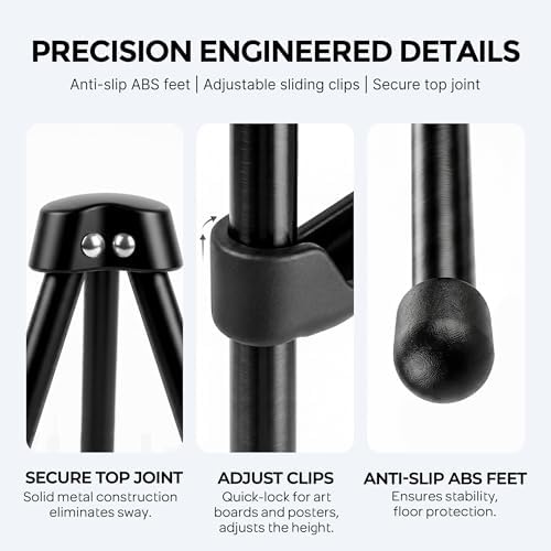 Nicpro 6 Pack 63 Inches Easel Stand for Sign, Black, with Carry Bags | Lightweight Metal Display Easel & Poster Stand, Adjustable Portable Easels for Display, Signs, Arts, Posters, Wedding Sign