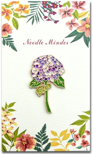Needle Minder for Keeping Sewing & Embroidery Needles – Magnetic Needlepoint Holder, Cross Stitch Supplies – Secure & Decorative Needle Minders for Stitching & Crafting (Purple Hydrangea)