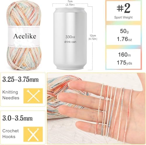Aeelike Crochet Kit for Adults,Women Crochet Top Beach,Gradient Cotton Yarn