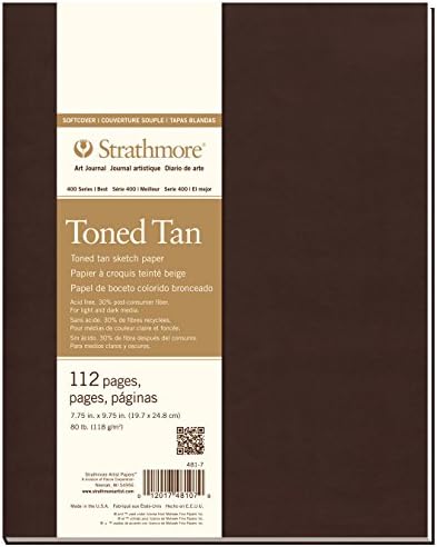 Strathmore 481-7 400 Series Softcover Toned Tan Art Sketch Journal, 7.75"x9.75", 56 Sheets
