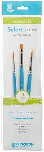 Princeton Select Artiste Brush Set No. 3, Synthetic, 3 Piece, 1 Count