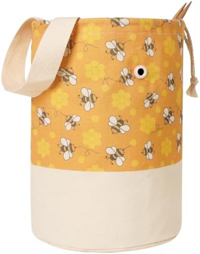 TOGETRUE Yarn Bag, Knitting Crochet Bag, Portable Yarn Storage Bags Organizer for Crocheting Project, Store Skein Ball, Short Knitting Needle (Large, Bees)