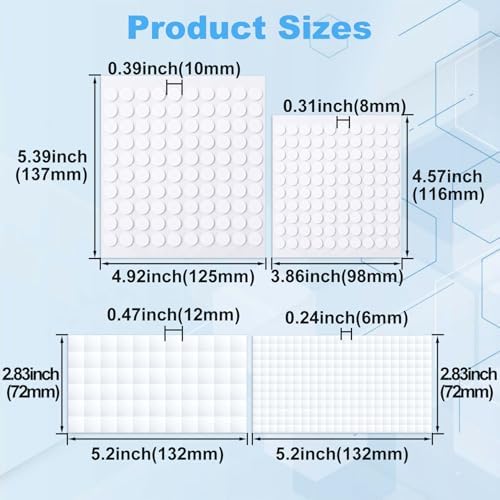 Joez Wonderful 4 Sheets Foam Adhesive Squares, 4 Sizes, White