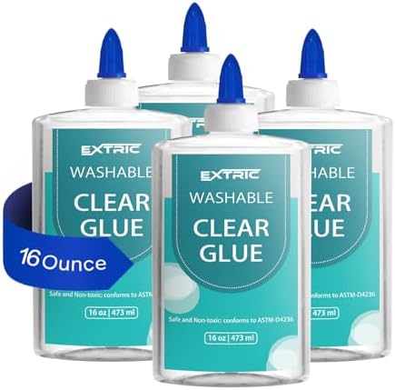 EXTRIC Clear Glue Washable Liquid 16 OZ, 4 PK Slime Glues & Art Crafts
