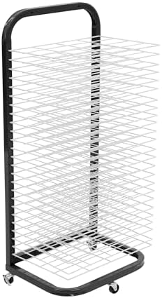Pearington 25-Shelf Mobile/Wall Mountable Art Drying Rack for Art Studios & Classrooms, 13" D x 17.5" W x 39.4" H, Black/White