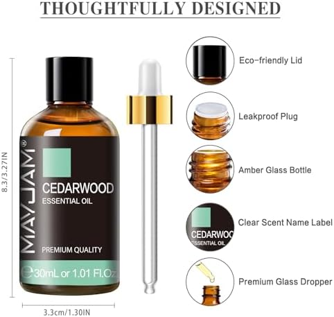 MAYJAM Cedarwood Essential Oil for Diffuser Soap Candle Making, 1.01fl.oz