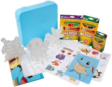 Crayola Pokémon Squirtle Coloring Art Case (71+ pcs), Kids Art Set, Coloring Pages and Markers, Pokemon Toys, Gift for Kids, 4+