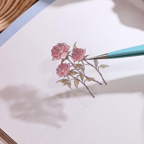 12 PCS Flowers Rose Themed Sticker, Decals for Scrapbook Supplies Bullet Junk Journal Bottles Planner Laptops DIY Scrapbooks Journals Phone Case Decoration Gifts Rewards