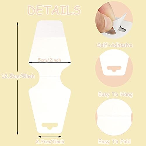 BIKCZEWIN 100PCS Jewelry Packaging for Small Business, Sturdy Self Adhesive Keychain Holder Display Card Hanging Bracelet Cards for Selling Necklace Choker Scrunchies Hair Accessories (White)