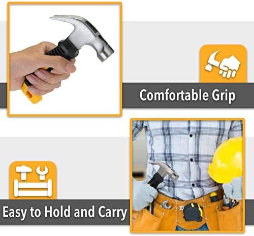 Mr. Pen- Claw Hammer, 8oz, Yellow, Magnetic, Small Claw Nail Hammer