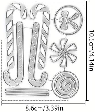 Lapoo Christmas Metal Cutting Die for Scrapbooking, 3D Backgrounds Frame Cutting Dies DIY Album Card Making Decor Paper Metal Die Cuts Party Wedding Decorations (Candy & Walking Sticks 4.1 x 3.4 in)