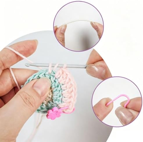 Knitting Loop Clip and Row Counter Set with Locking and Bulb Markers, Large-Eye Yarn Finishing Tools, Storage Case
