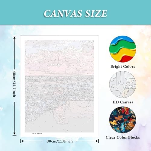 AIBOERL Paint by Numbers Kit for Adults Beginner,Sunset Beach, 12X16In