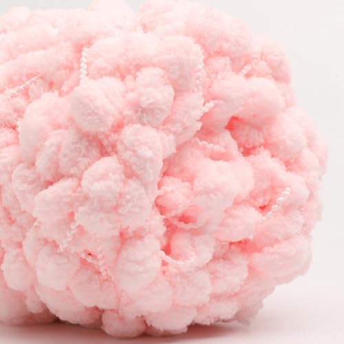 Hand-Woven Ball Yarn, 4 Pack, 380g Total, for Blankets, Cushions, and Pet Nests, Fluffy Chunky Craft Yarn (Light Pink)