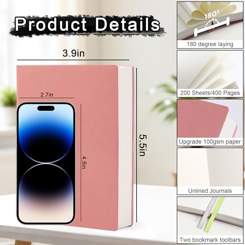 Thick Blank Journal Notebook 400 Pages A6 Unlined Sketchbook