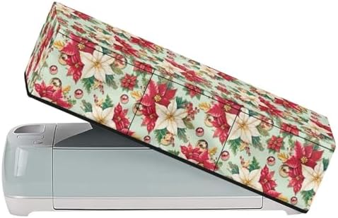 Binienty Xmas Poinsettia Cutting Machine Dust Cover, Christmas Decoration Cutting Maker Accessories, Scrapbooking Die-Cut Machine Covers Organizer Accessories with Storage Pockets
