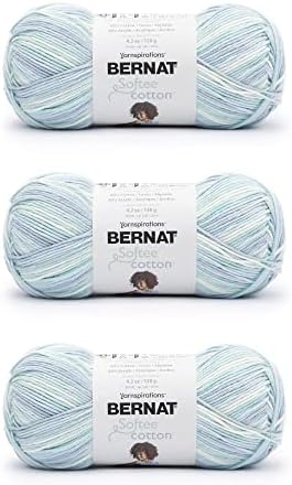 Bernat Softee Cotton Yarn for Crocheting Soft, Refresh, 3-Pack