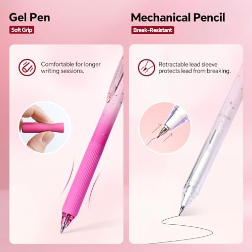 WRITECH Gel Pens Journaling Highlighters: Pink Pastel All-in-One Set 8ct