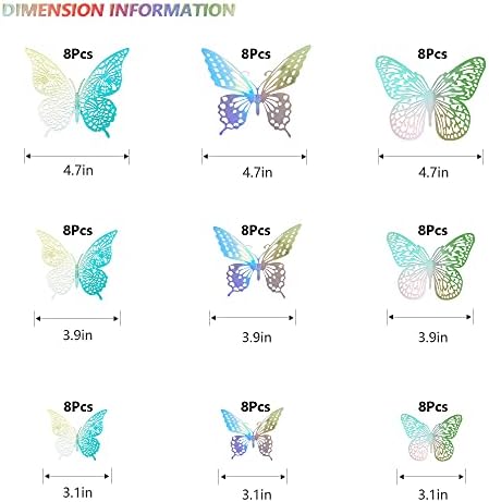 SAOROPEB 3D Butterfly Wall Decor, 72 Pcs 3 Styles 3 Sizes, Removable Metallic Wall Sticker Room Mural Decals for Kids Bedroom Nursery Classroom Party Decoration Wedding Decor DIY Gift (Laser) | 3 Styles 3 Sizes, Removable Metallic Wall Sticker Room Mur...