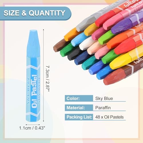 PATIKIL Sky Blue Oil Pastels, 48Pcs Soft Oil Crayons Pastels Stick Vibrant and Creamy Art Supplies Bulk for Artists Beginners Art Painting Drawing Blending Graffiti Gallery