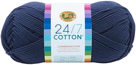 Lion Brand Yarn (1 Skein) 24/7 Cotton® Yarn, Navy