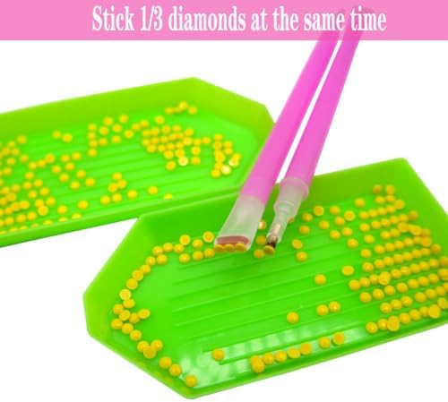 52PCS Diamond Art Painting Tools and Accessories Kits, with 12 Plastic Trays, 30pcs Glue Clay, 10 Pens, DIY Accessories(Green)