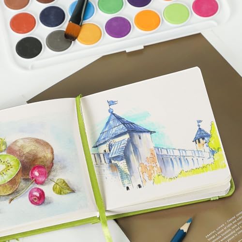 Prudiut 5" x 5" Hardcover Small Sketch Book, 80 Sheets, Emerald Green