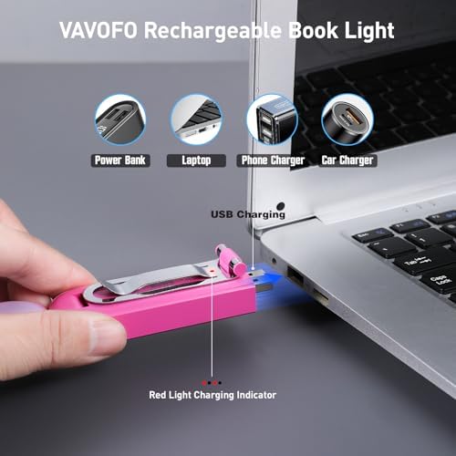 VAVOFO USB Rechargeable Book Light, Bookmark Clip on LED Reading Light