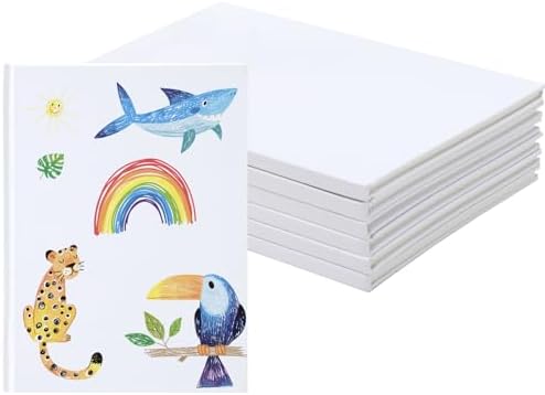 EOOUT 6 Pack White Hardcover Blank Book 6x8 Inch, 40 Pages Hardcover Blank Book for Kid to Write Stories Draw Sketch, Unlined Thick Perforated Pages
