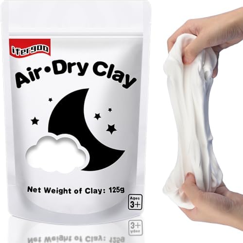 ifergoo 125g White Air Dry Clay, 4.41 oz Foam Magic Modeling Clay for Kids | Refill White Clay for School Art & Craft Project, Slime Supplies, Super Light & Soft, Non-Toxic, Age 3-12 Boys and Girls Gift
