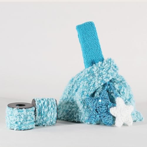 Artisanal Yarn Collection Multifiber Fancy Yarn for Knitting Crocheting Crafts DIY, Set of 3 Rolls(116 Glacier Kiss)