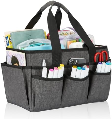 Craft Organizer Tote Bag, Art Storage Caddy with Multiple Pockets