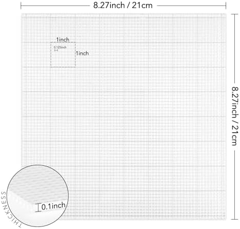 2Pcs 8.25x8.25inch Low Tack Sticky Mat with Grid for Stamping Stenciling Ink Blending Clear Photopolymer Craft Low Tacky Mat Stamp Mat DIY Projects Paper Card Scrapbooking Ink Blending Fixed