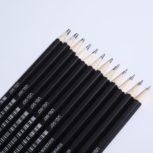 YYMIYU 12pcs Sketch Pencil Set 8B, 7B, 6B, 5B, 4B, 3B, 2B, B, HB, F, H, 2H, Ideal For Drawing Art, Sketching, Shading, Artist Pencils For Beginners & Pro Art