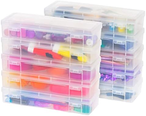 IRIS USA Clear Cases |Made in USA| Plastic Box Organizers (10-Pack)- Large