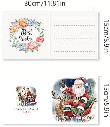 LSQFS Diamond Art Kits for Adults,6Pcs Santa Xmas Diamond Art Paper Cards