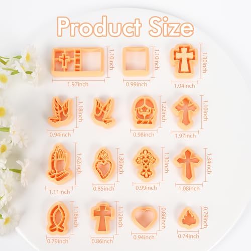 Puocaon Christian Polymer Clay Cutters - 15 Pcs Polymer Clay Cutters for Earrings Jewelry, Bible Books Jesus Cross Pigeon Shape