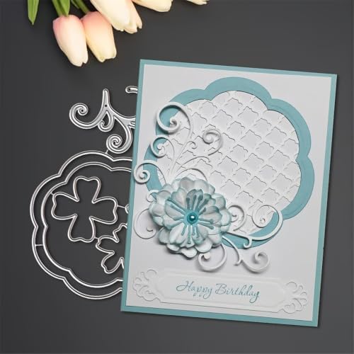 Scrapbooking Die-Cuts, Layer Frame Net Set Metal Cutting Dies for Card Making, Paper Craft Template, Background Embossing Stencils, DIY Album Décor (Curved Flower Vines-13x9.8cm)