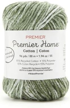 Premier Home Cotton Yarn 2-Pack Bundle with Bella's Crafts Stitch Markers (Moss Green Splash)
