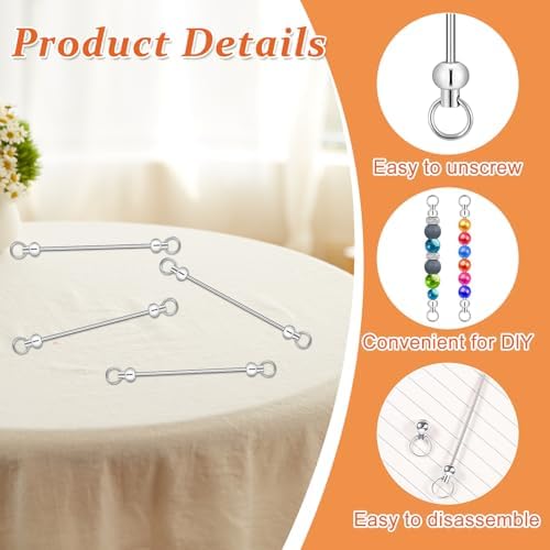 50PCS Beadable Keychain Bars DIY Kit - Silver Blank Metal Keychains with Screw-Top Rod - Durable, Rust-Resistant Keychain Making Supplies for Crafts, Personalized Gifts, Bags, Wallets, Backpacks