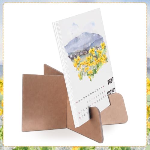 Faccito Watercolor Calendar Set for 2027-2028 Paint Desk Calendar 24 Sheets Watercolor Paper Bulk with Desktop Bracket Art Supplies for Crafts and DIY Media(5.8 x 8.3inch)