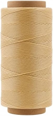 Mandala Crafts 150D 0.8mm Champagne Flat Waxed Thread for Leather Sewing